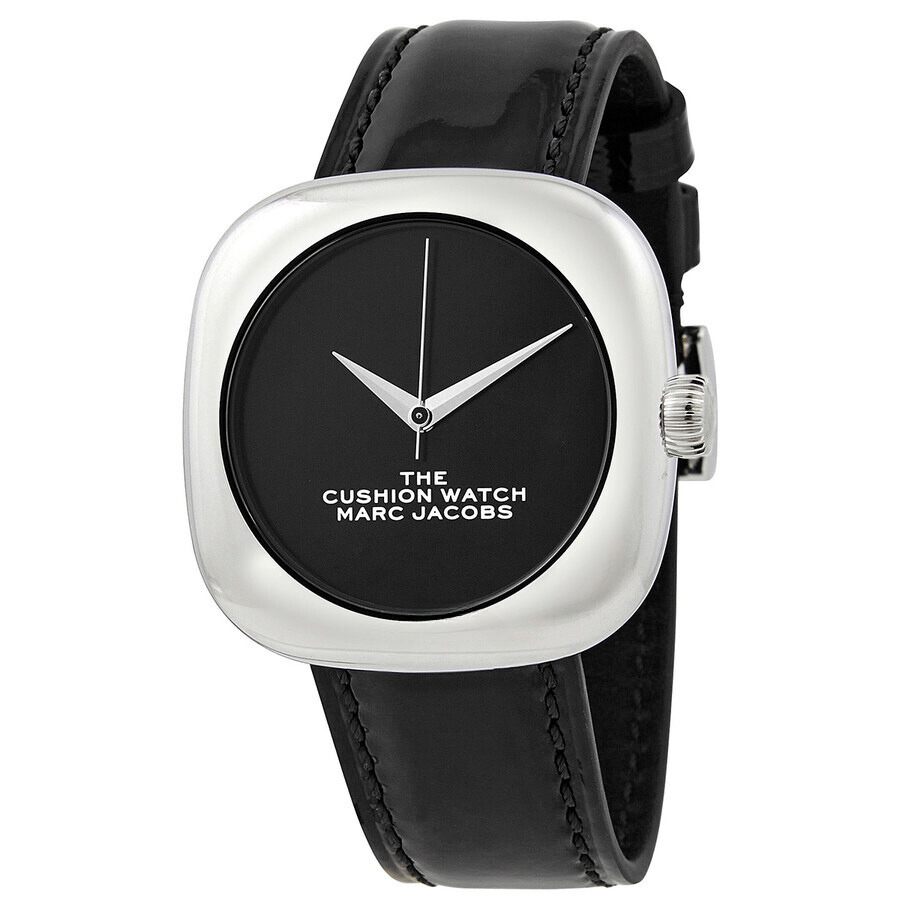 Marc Jacobs The Cushion Watch Bracelet Noir Vernis et Argent