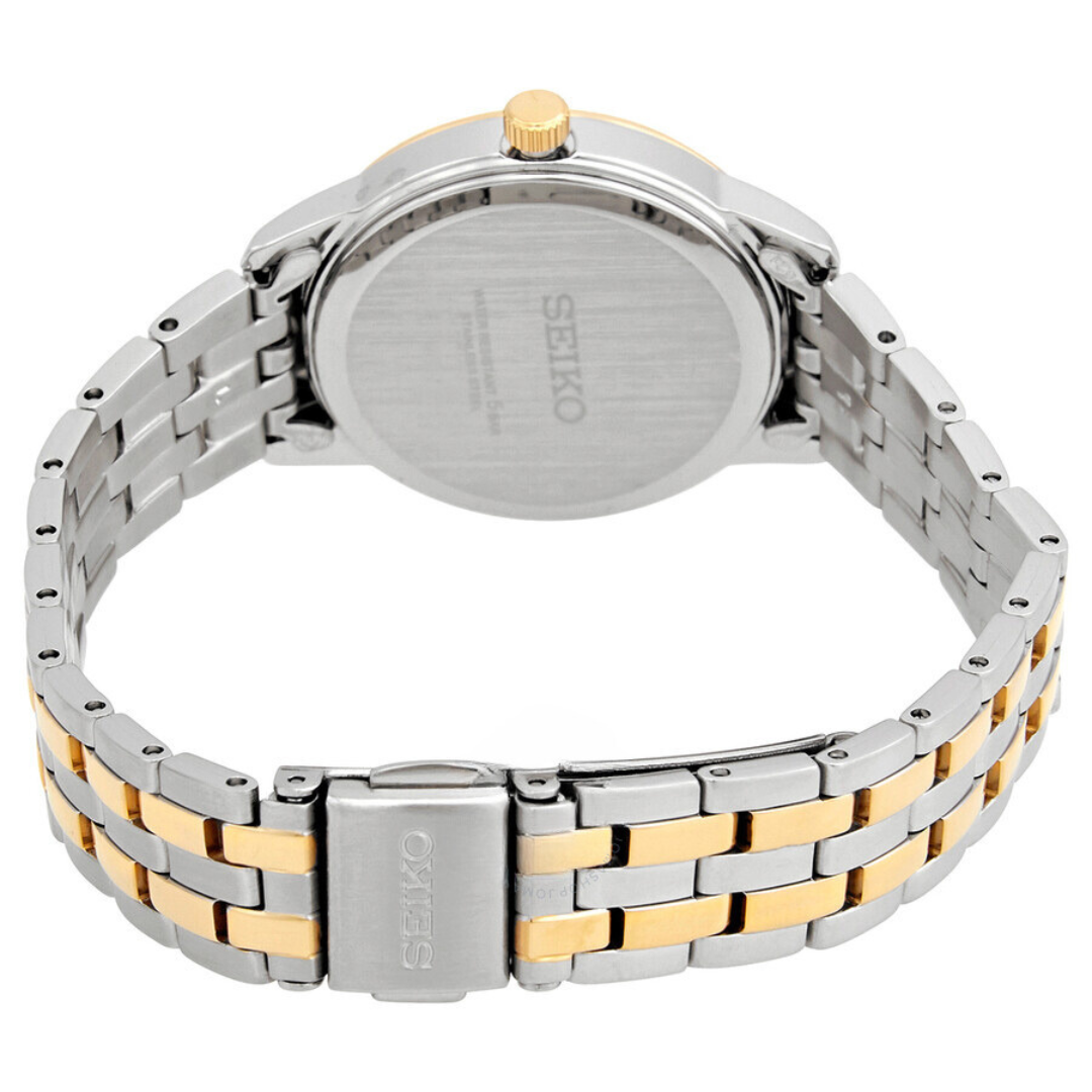 SEIKO Essentials | Quartz pour dames avec cadran blanc. Bicolore