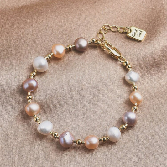 Bracelet perles blanches et rose