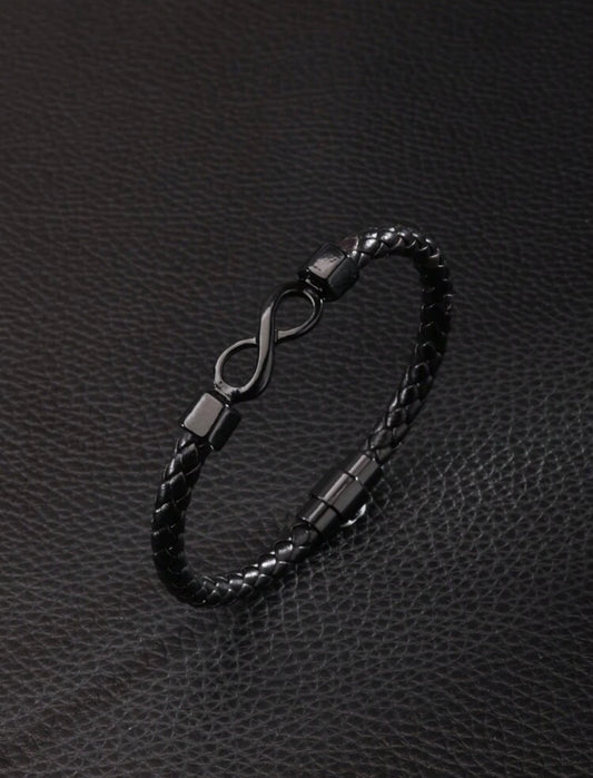 Bracelet en cuir PU et métal avec boucle clip en acier inoxydable