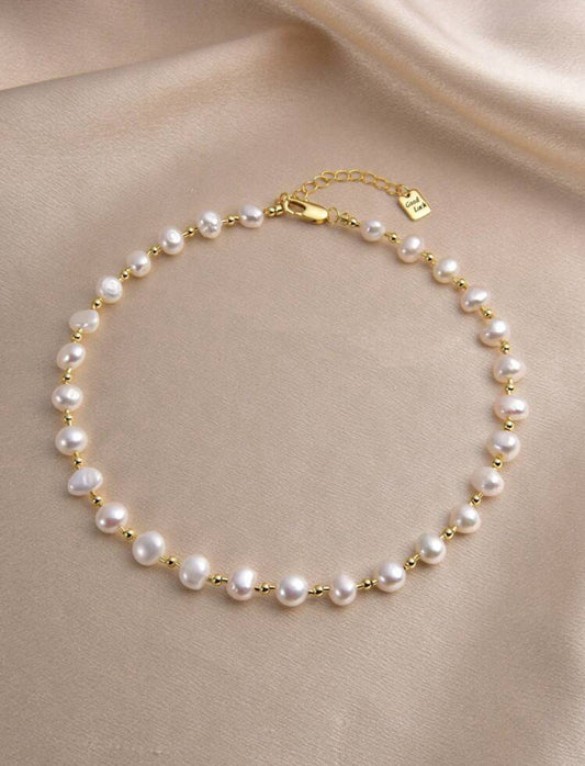 Collier perles blanches