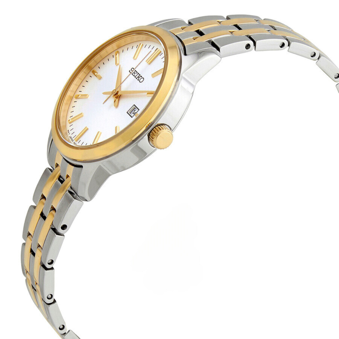 SEIKO Essentials | Quartz pour dames avec cadran blanc. Bicolore