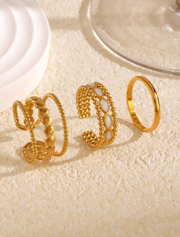 Set 3 Bagues Trio Doré