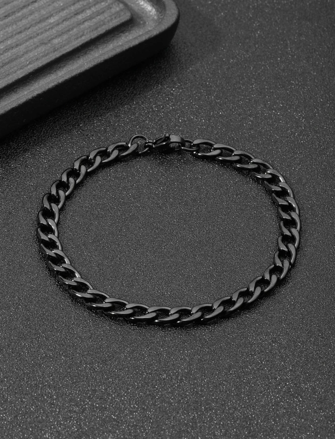 Bracelet chaîne noir en acier inoxydable