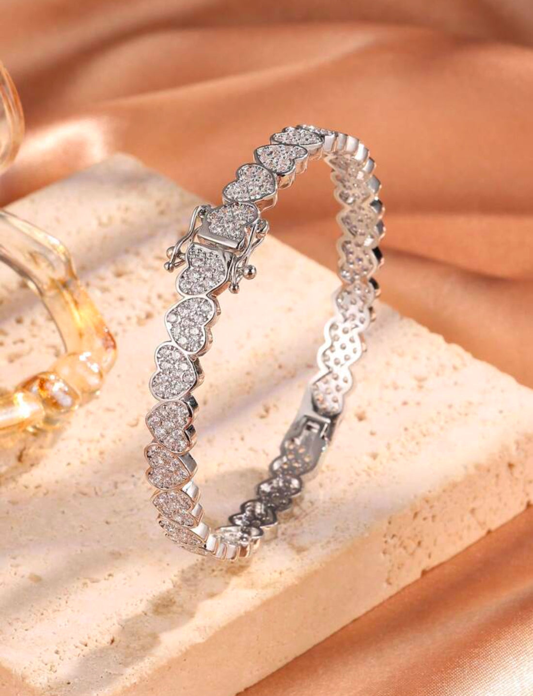 Bracelet Cœurs Dorés Pavés