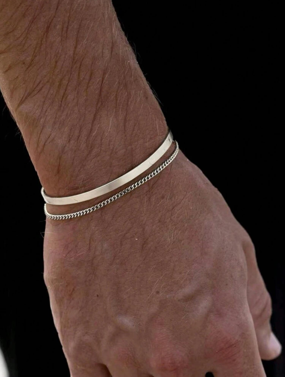 Bracelet 2 textures en acier inoxydable