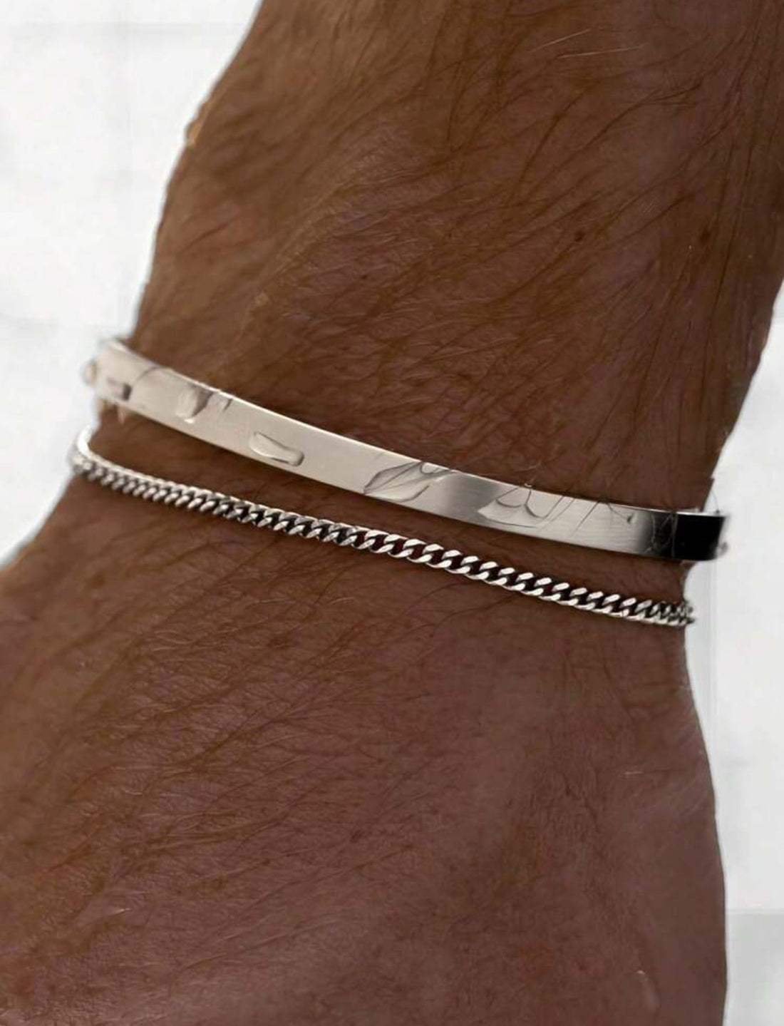 Bracelet 2 textures en acier inoxydable